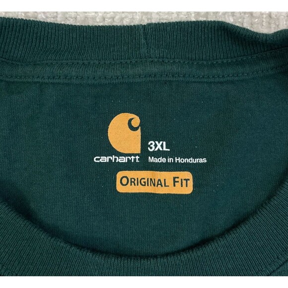 Carhartt Pocket T-Shirt Long Sleeve Men's 3XL Green Logo Crew Neck K126 - Picture 4 of 7